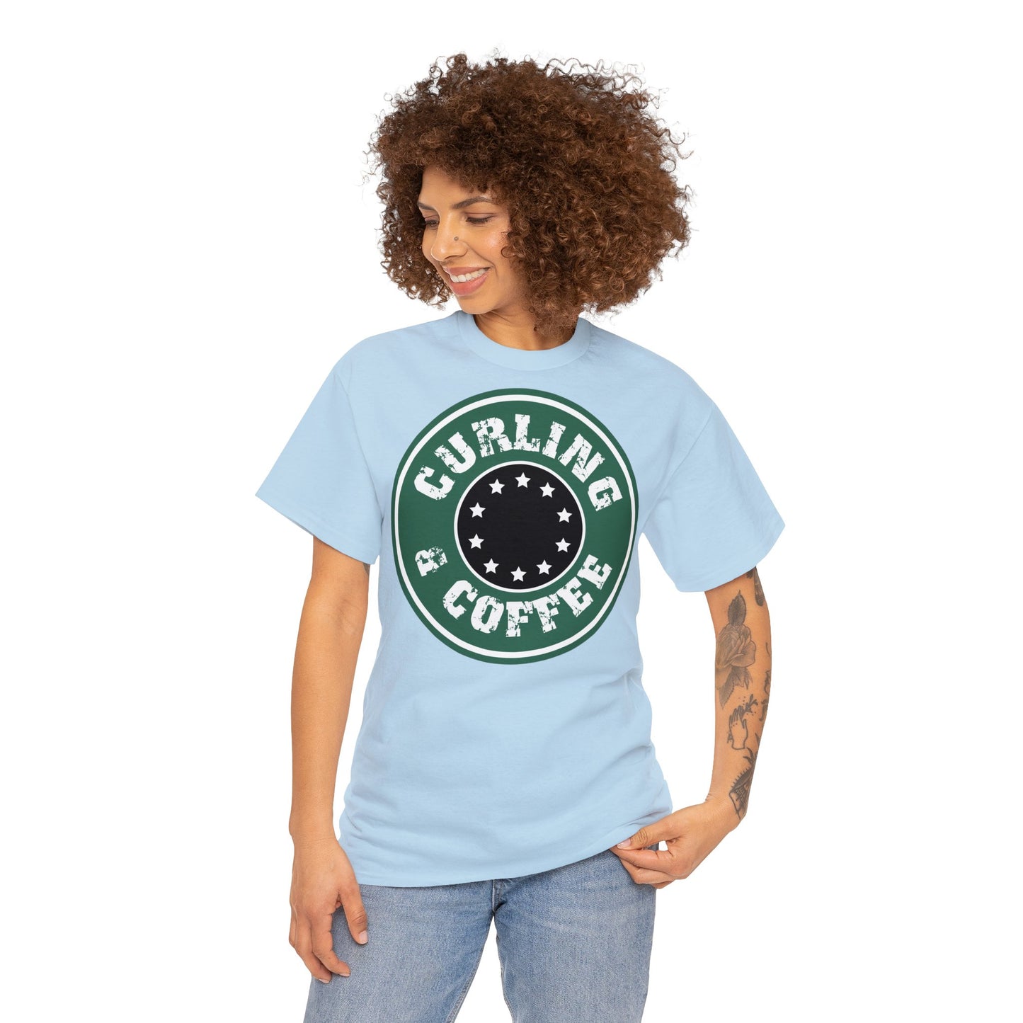 Curling & Coffee Design 2 Curling Unisex Heavy Cotton Tee