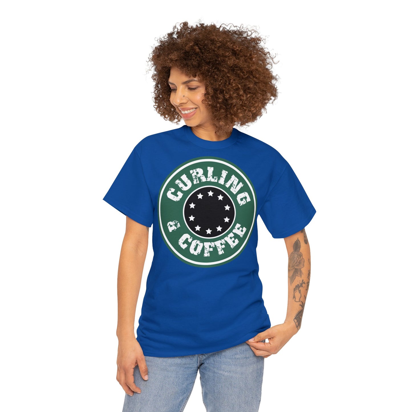 Curling & Coffee Design 2 Curling Unisex Heavy Cotton Tee