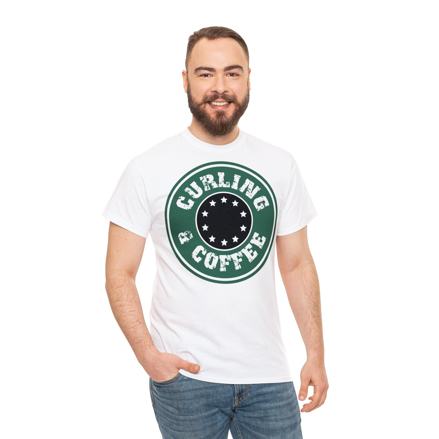 Curling & Coffee Design 2 Curling Unisex Heavy Cotton Tee