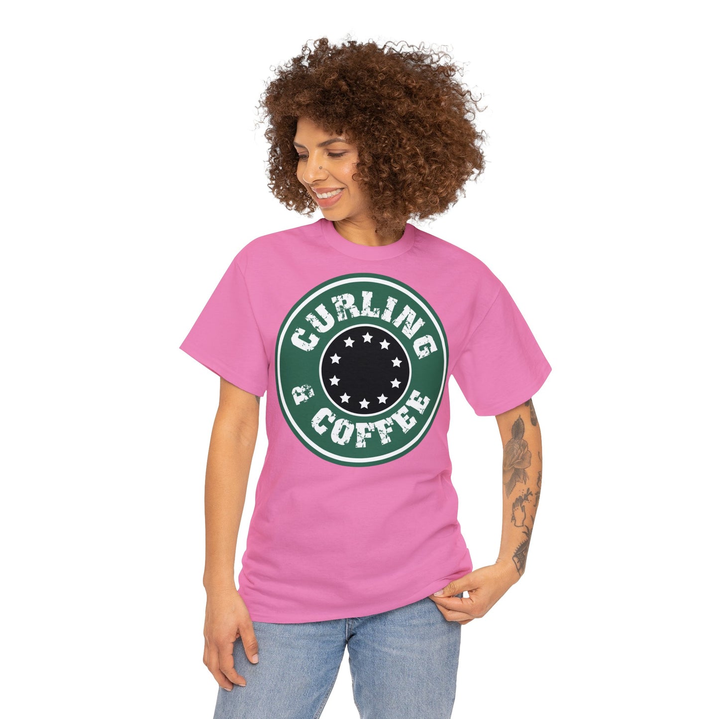 Curling & Coffee Design 2 Curling Unisex Heavy Cotton Tee
