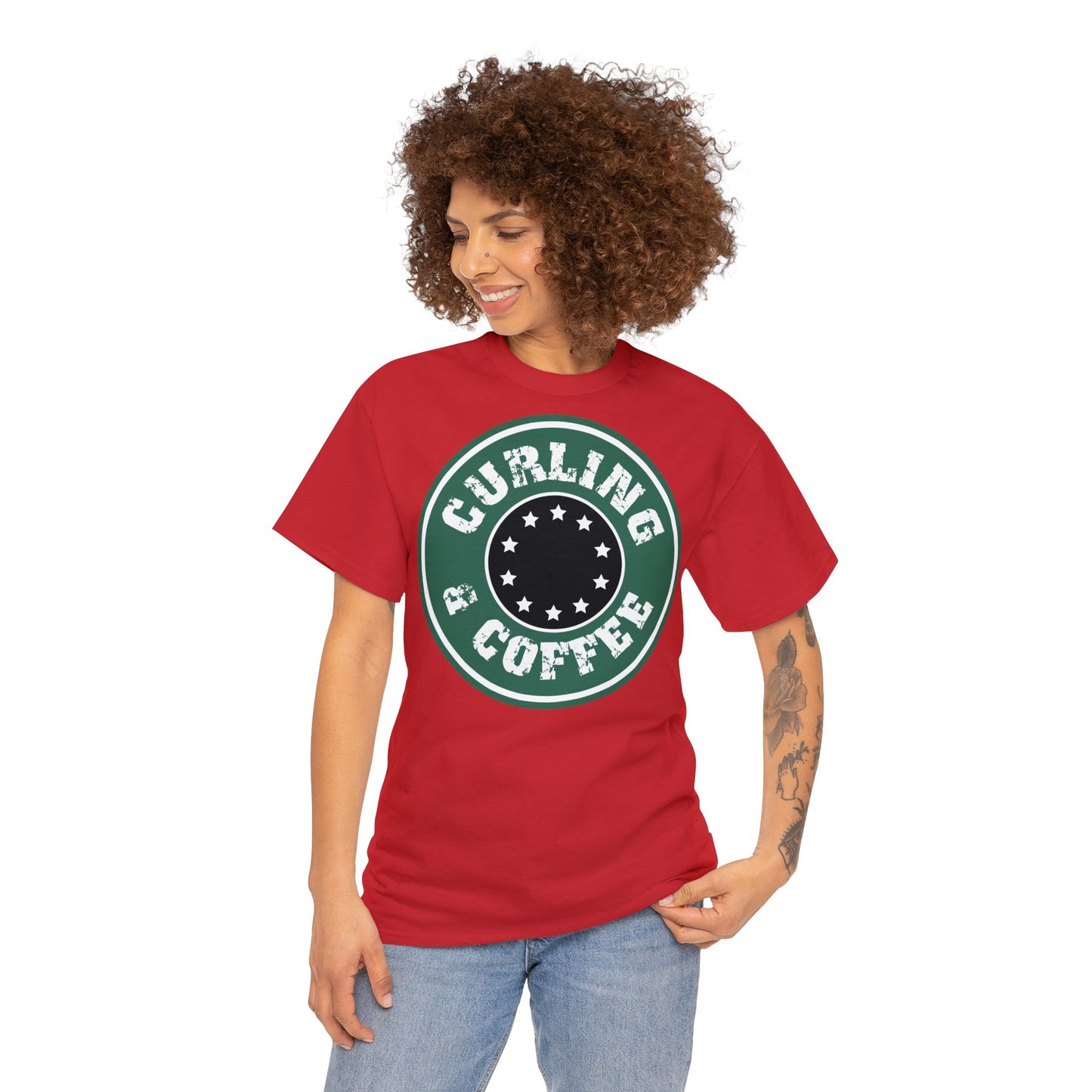 Curling & Coffee Design 2 Curling Unisex Heavy Cotton Tee