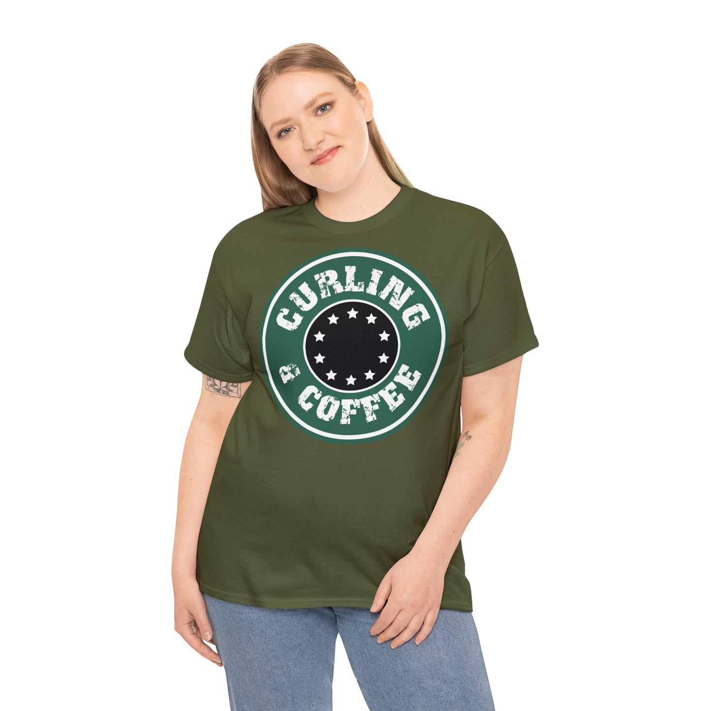 Curling & Coffee Design 2 Curling Unisex Heavy Cotton Tee