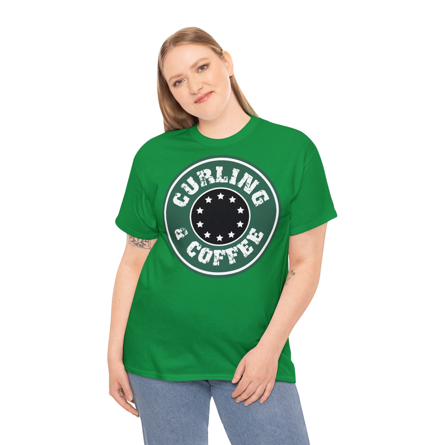 Curling & Coffee Design 2 Curling Unisex Heavy Cotton Tee