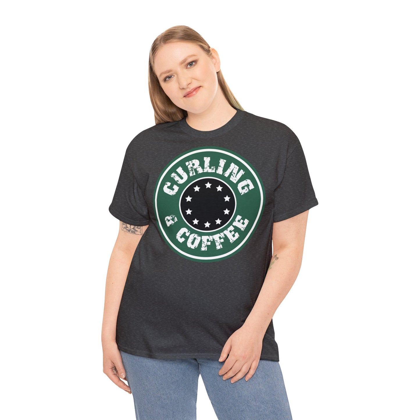 Curling & Coffee Design 2 Curling Unisex Heavy Cotton Tee
