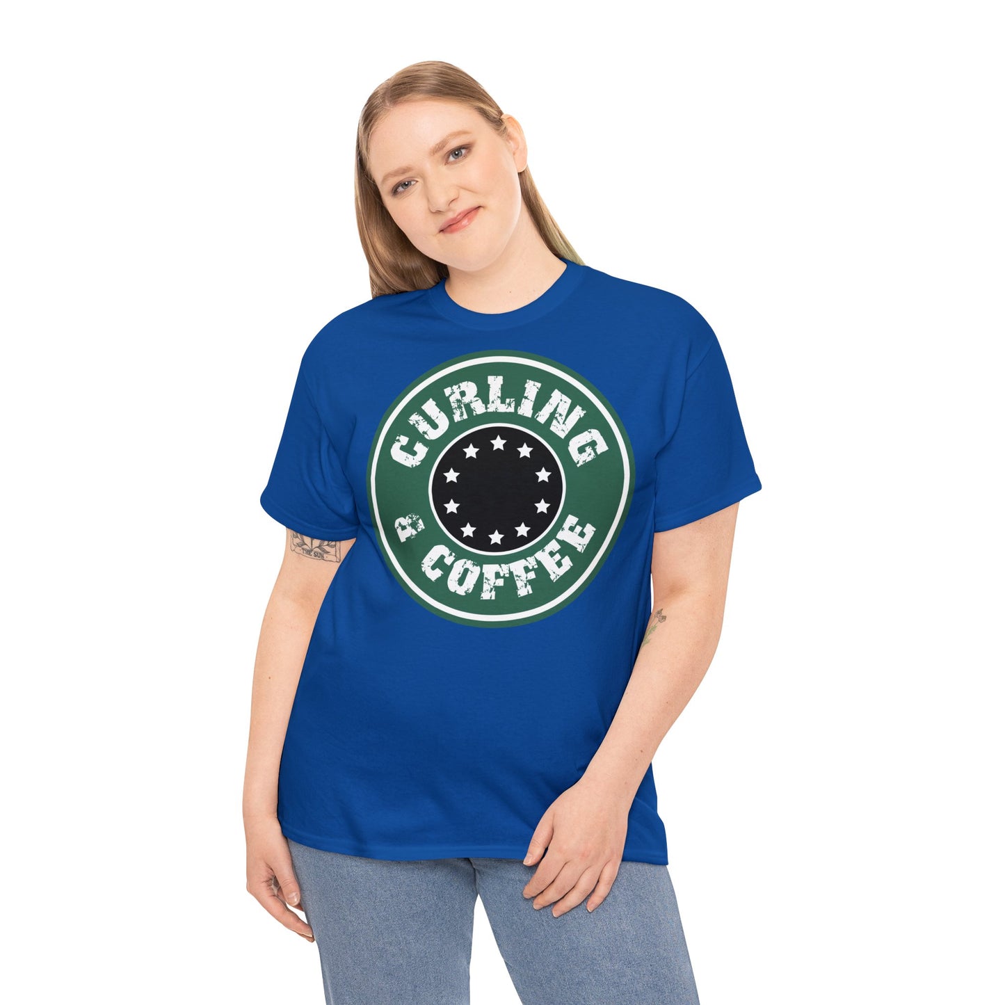 Curling & Coffee Design 2 Curling Unisex Heavy Cotton Tee