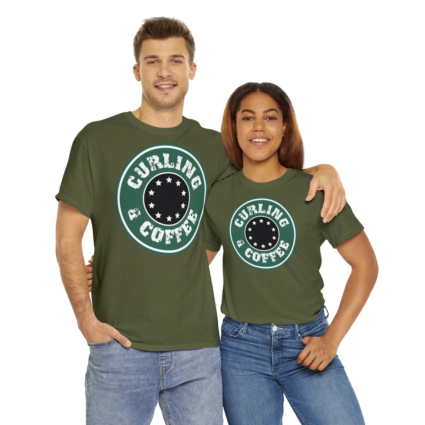 Curling & Coffee Design 2 Curling Unisex Heavy Cotton Tee