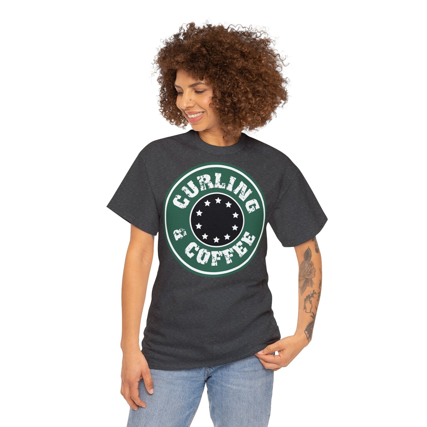 Curling & Coffee Design 2 Curling Unisex Heavy Cotton Tee