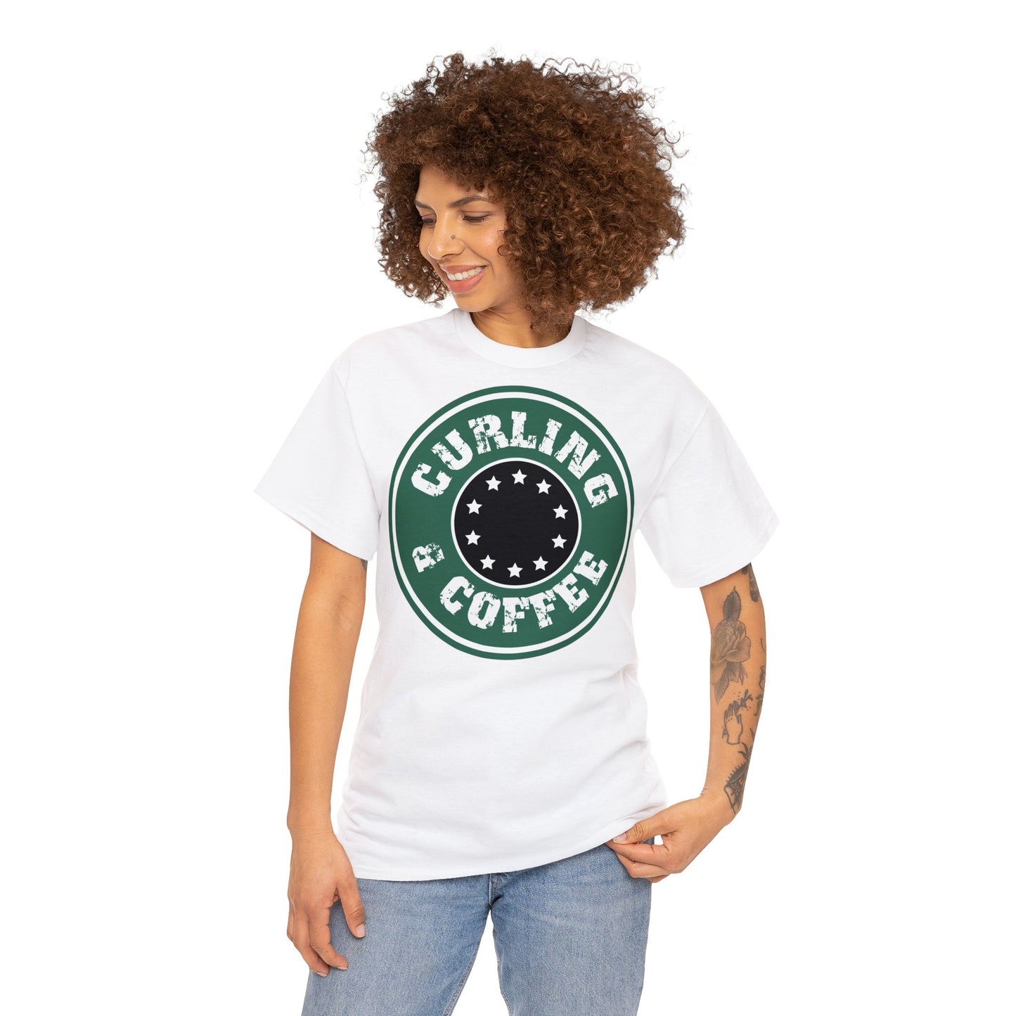 Curling & Coffee Design 2 Curling Unisex Heavy Cotton Tee
