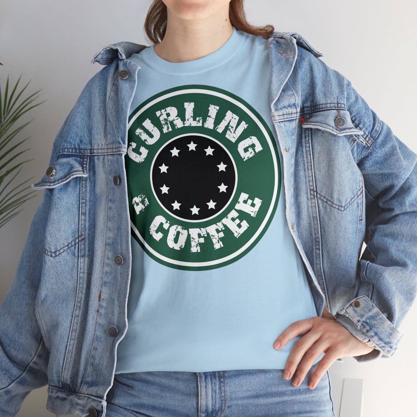 Curling & Coffee Design 2 Curling Unisex Heavy Cotton Tee