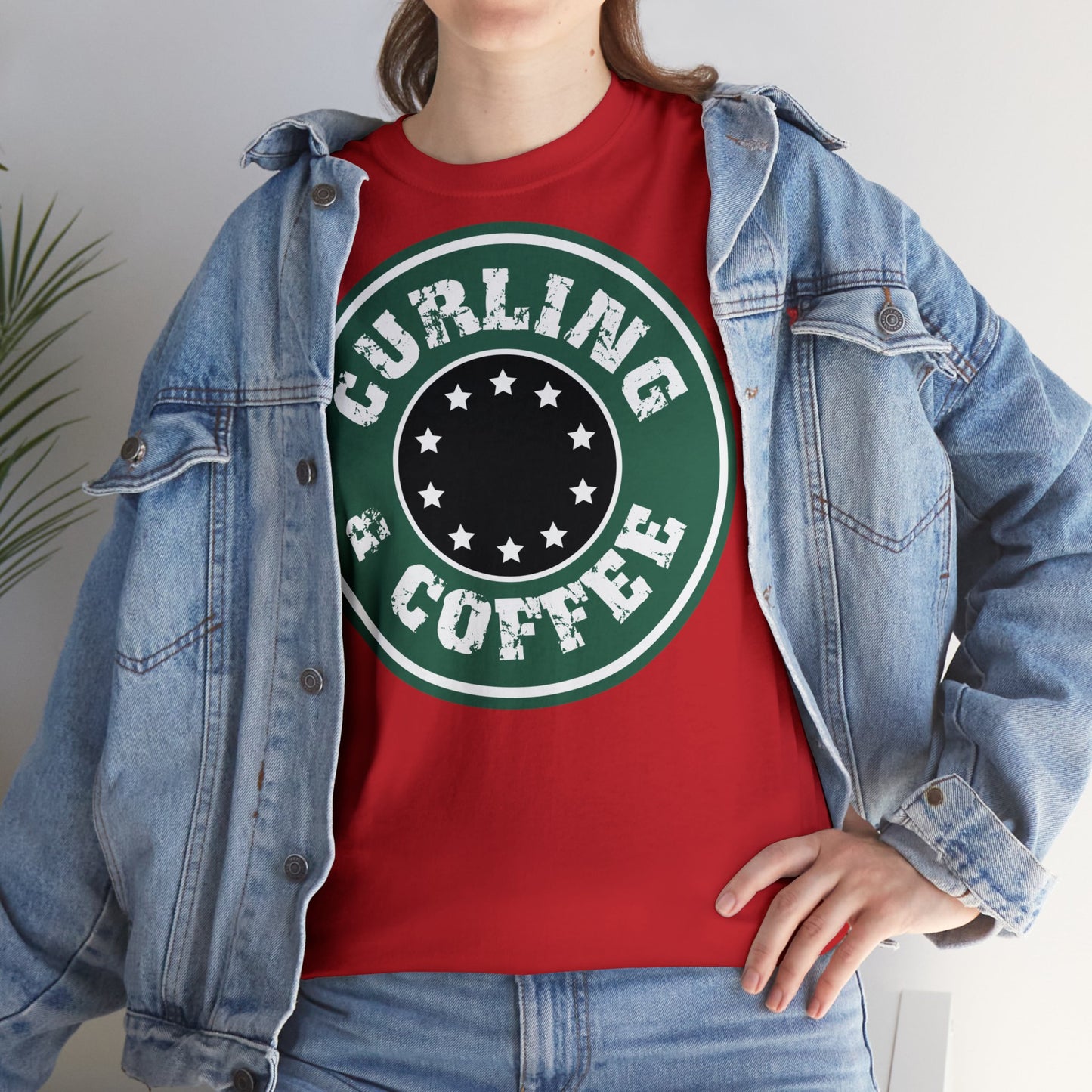 Curling & Coffee Design 2 Curling Unisex Heavy Cotton Tee