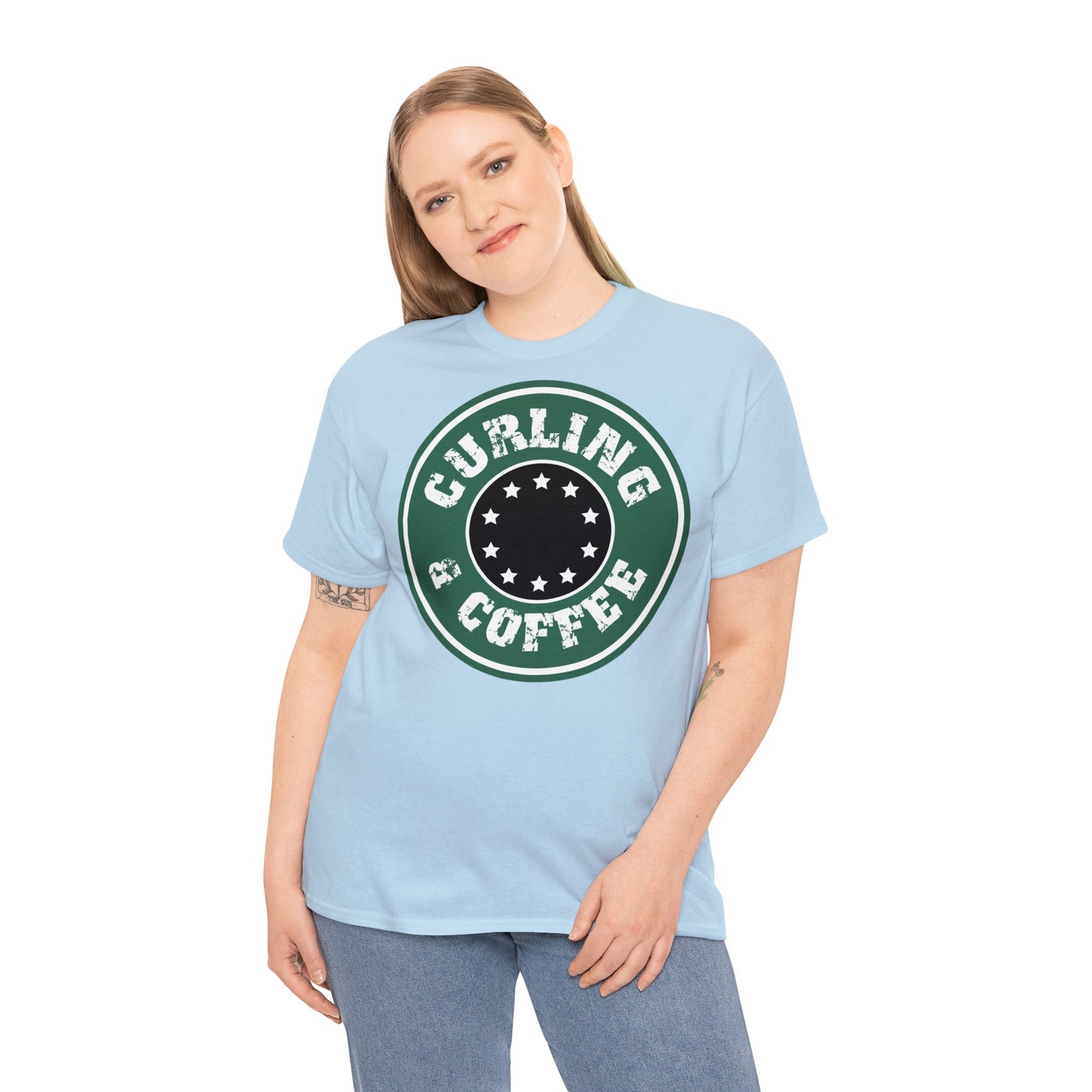 Curling & Coffee Design 2 Curling Unisex Heavy Cotton Tee