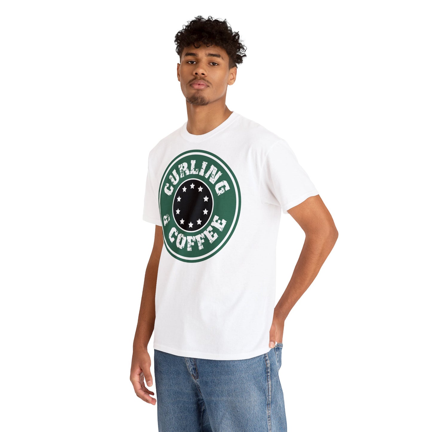 Curling & Coffee Design 2 Curling Unisex Heavy Cotton Tee