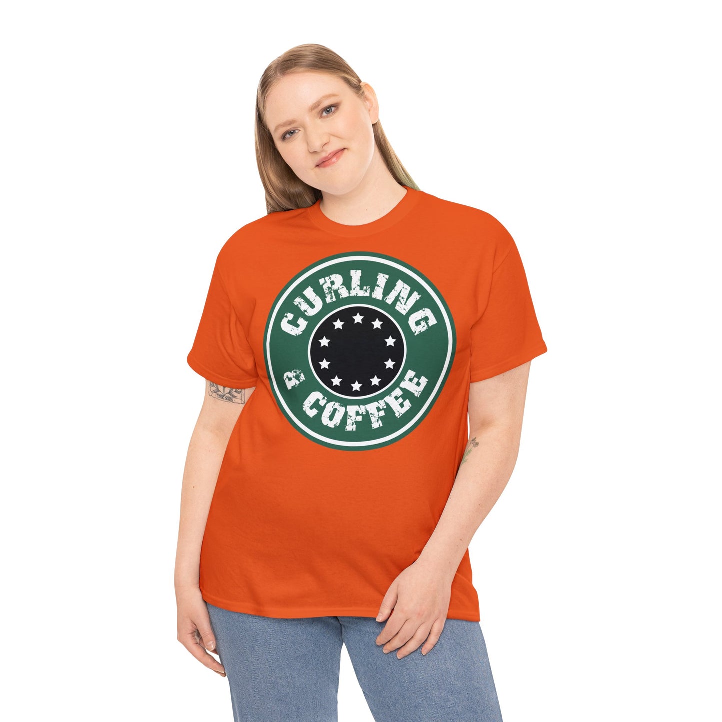 Curling & Coffee Design 2 Curling Unisex Heavy Cotton Tee