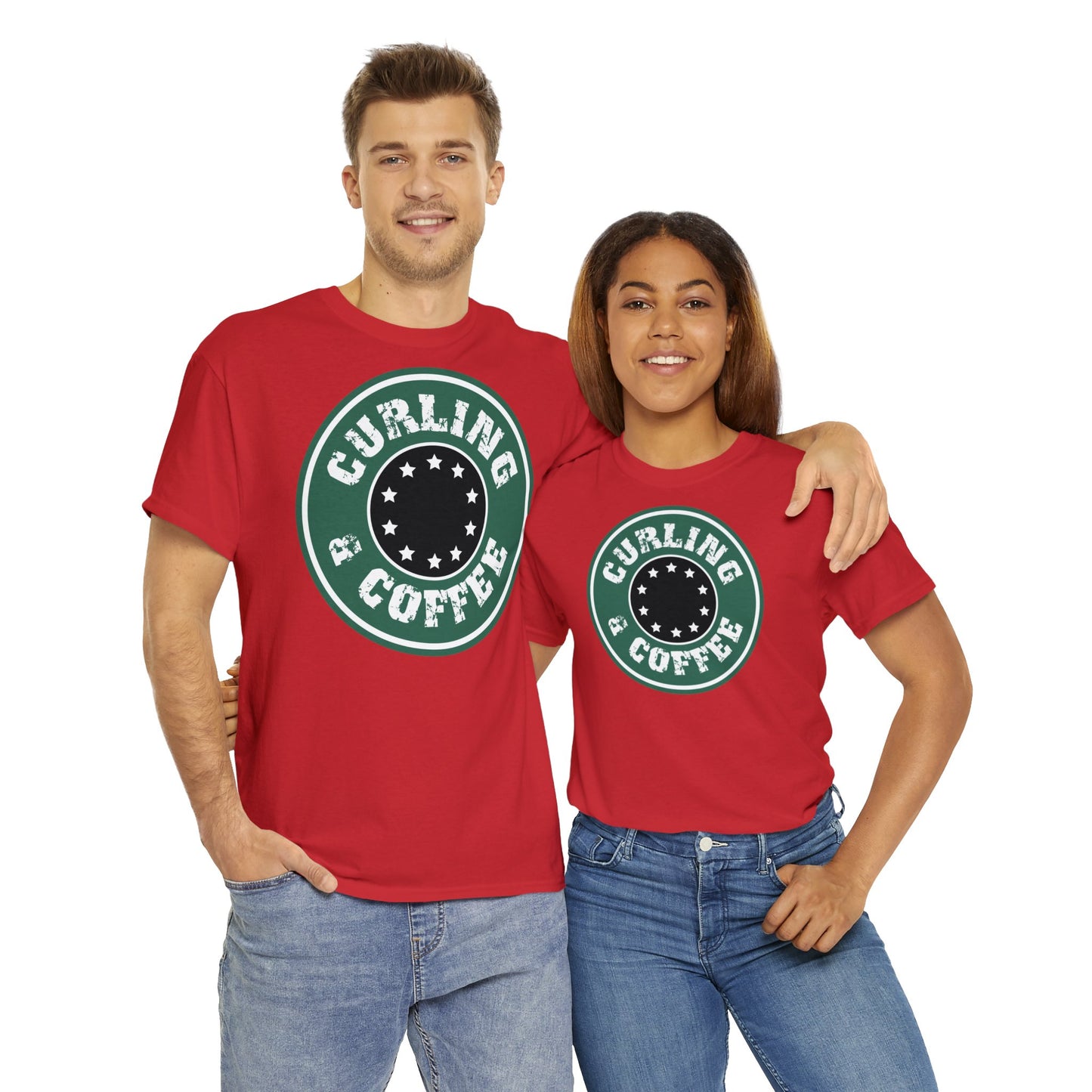 Curling & Coffee Design 2 Curling Unisex Heavy Cotton Tee