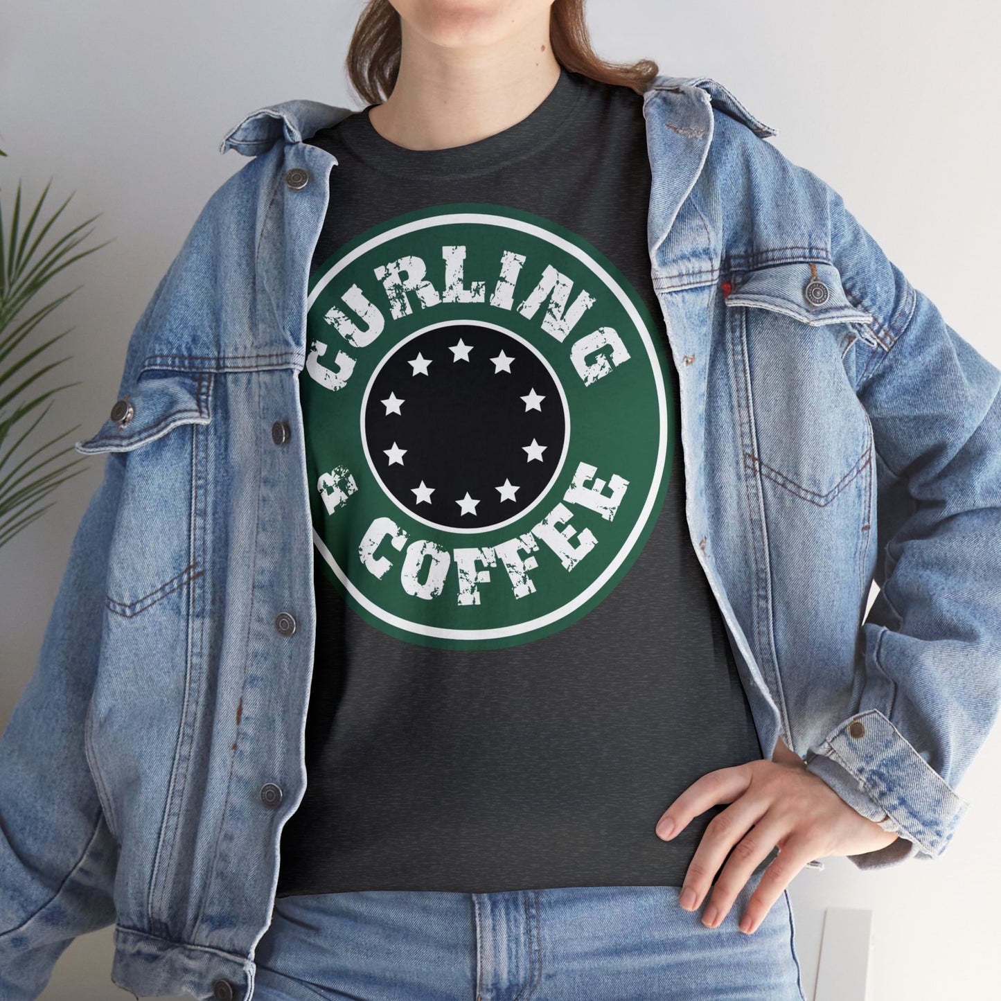Curling & Coffee Design 2 Curling Unisex Heavy Cotton Tee
