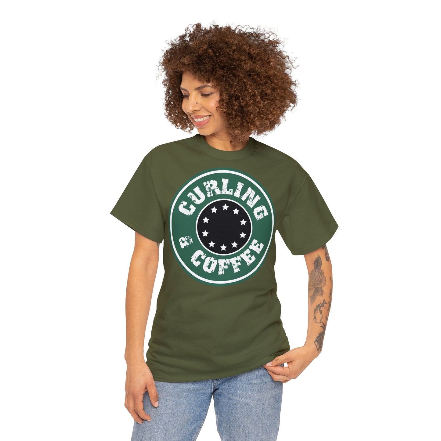 Curling & Coffee Design 2 Curling Unisex Heavy Cotton Tee