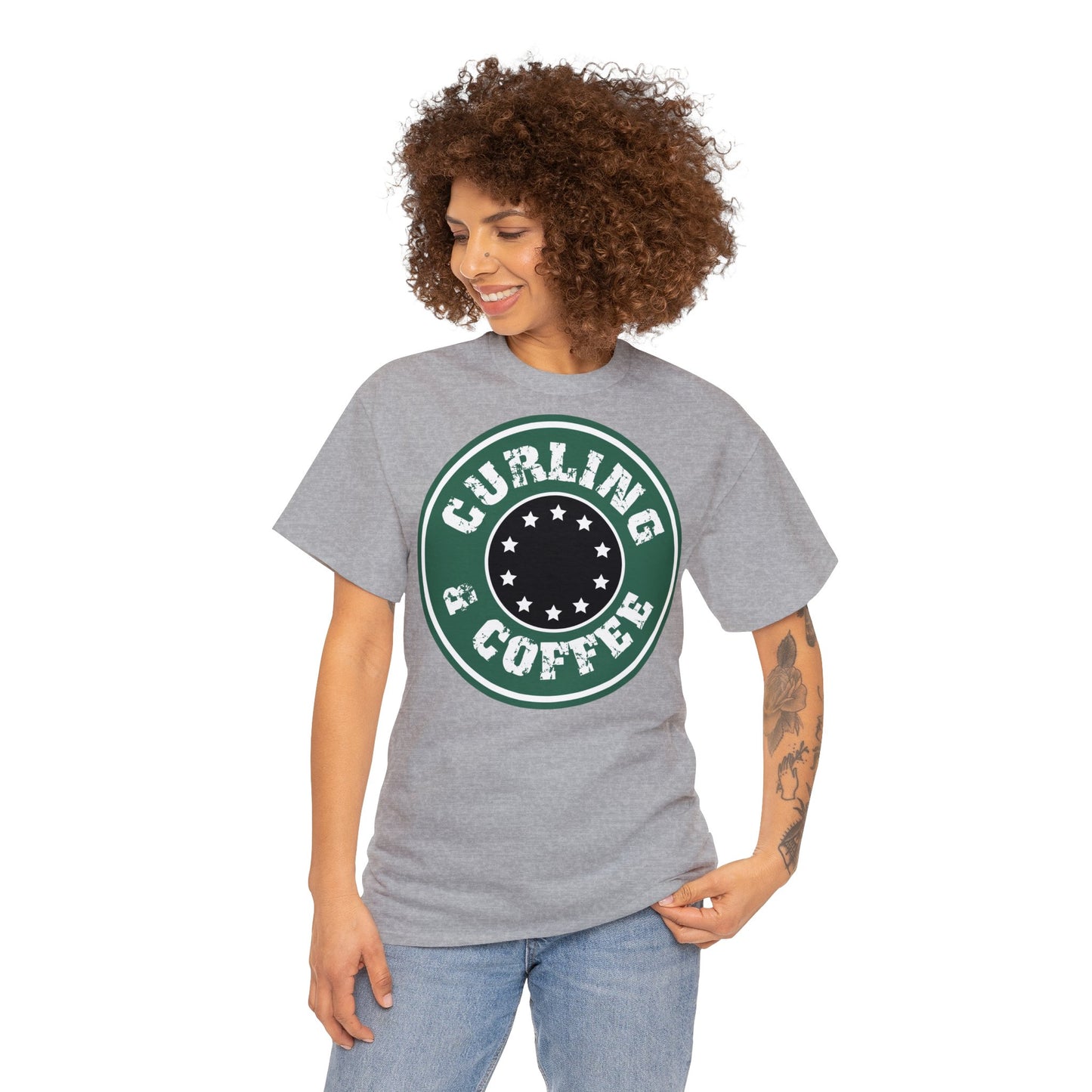 Curling & Coffee Design 2 Curling Unisex Heavy Cotton Tee