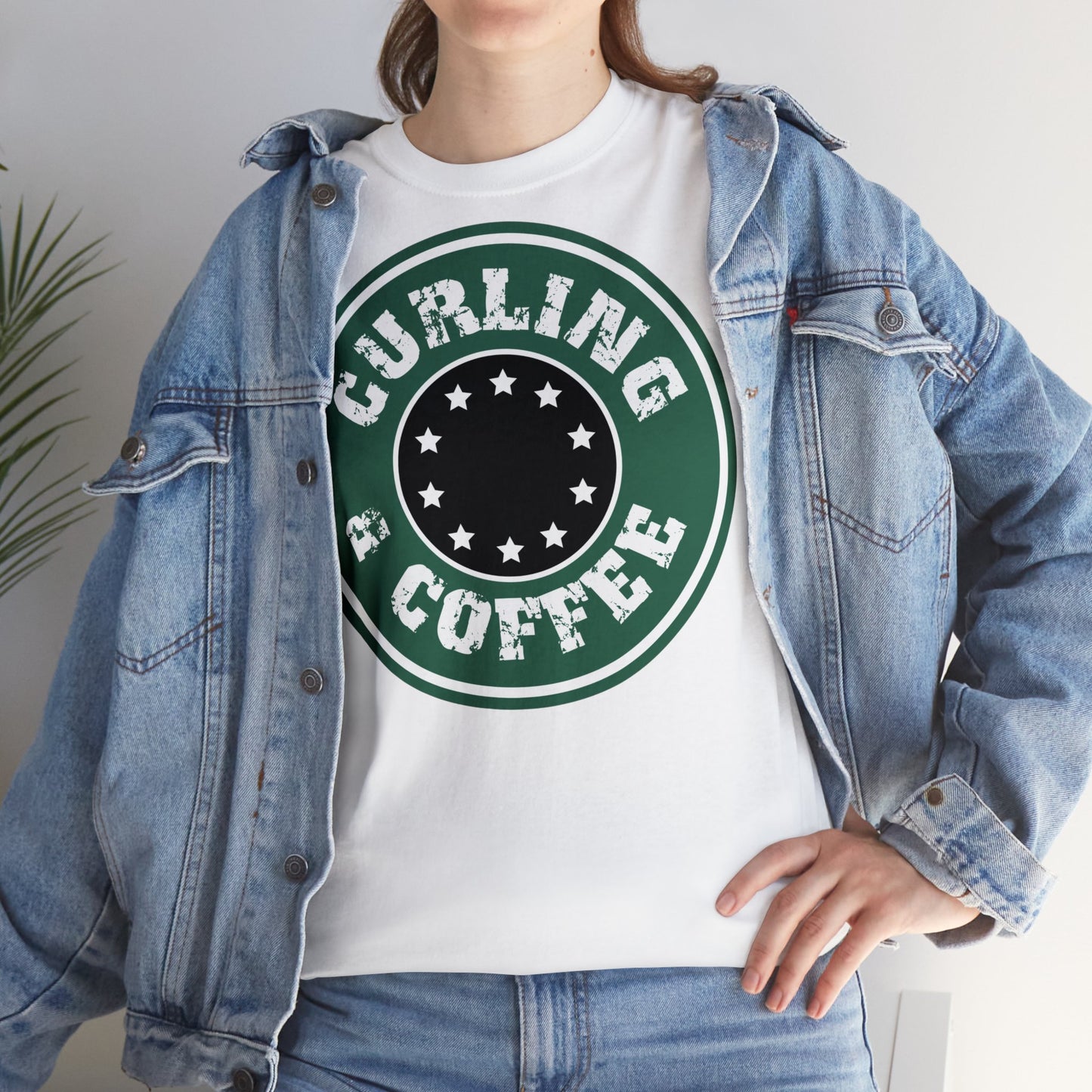 Curling & Coffee Design 2 Curling Unisex Heavy Cotton Tee