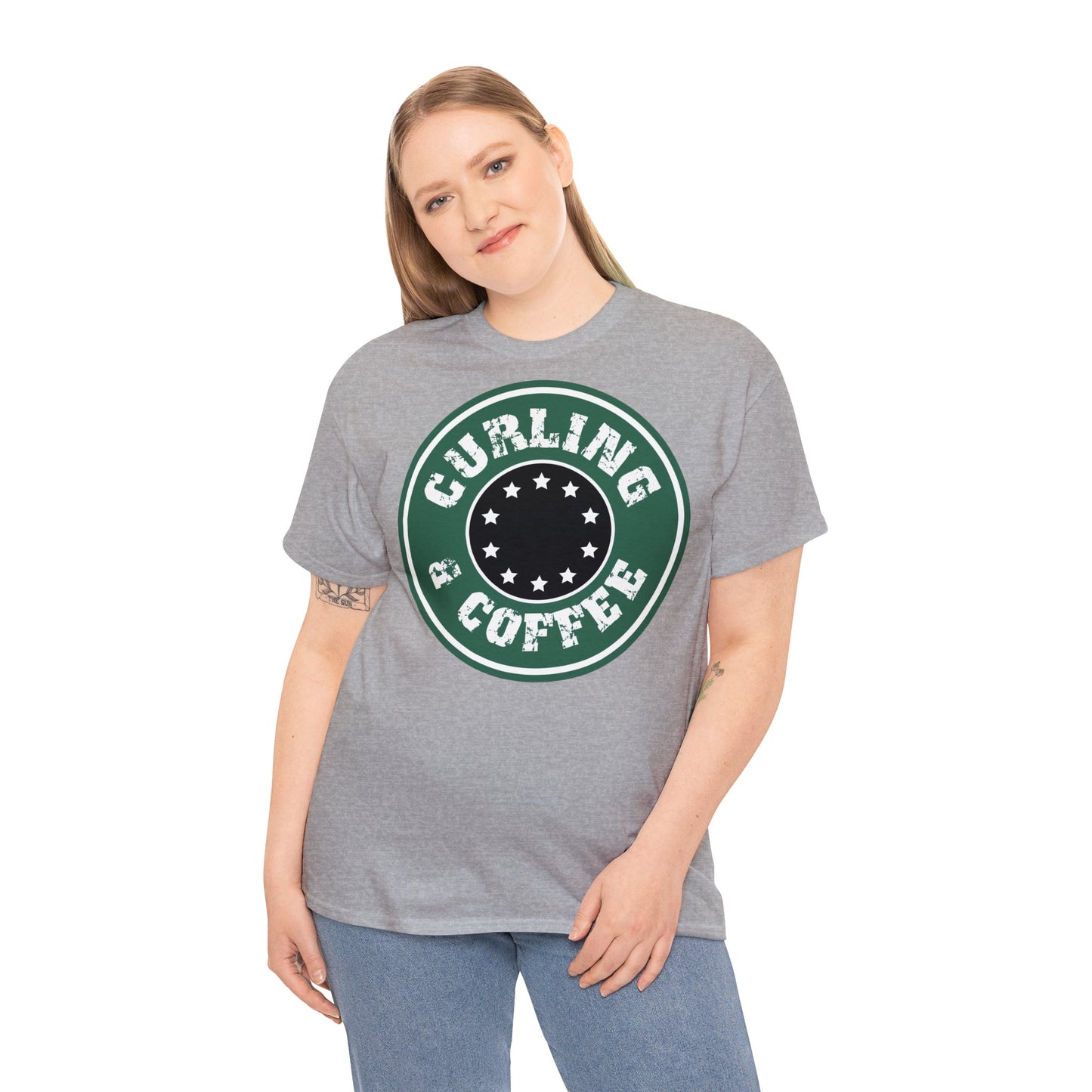 Curling & Coffee Design 2 Curling Unisex Heavy Cotton Tee
