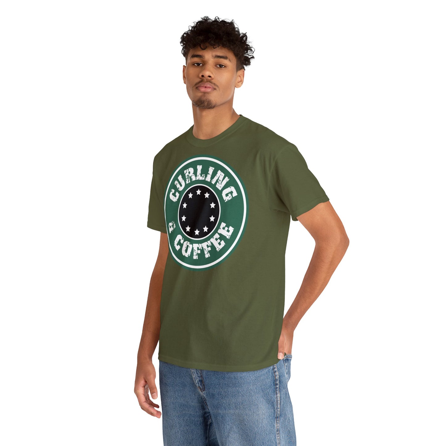 Curling & Coffee Design 2 Curling Unisex Heavy Cotton Tee