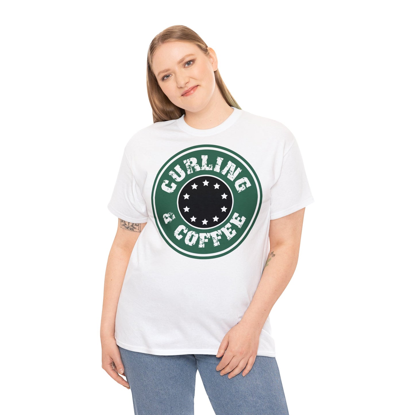 Curling & Coffee Design 2 Curling Unisex Heavy Cotton Tee