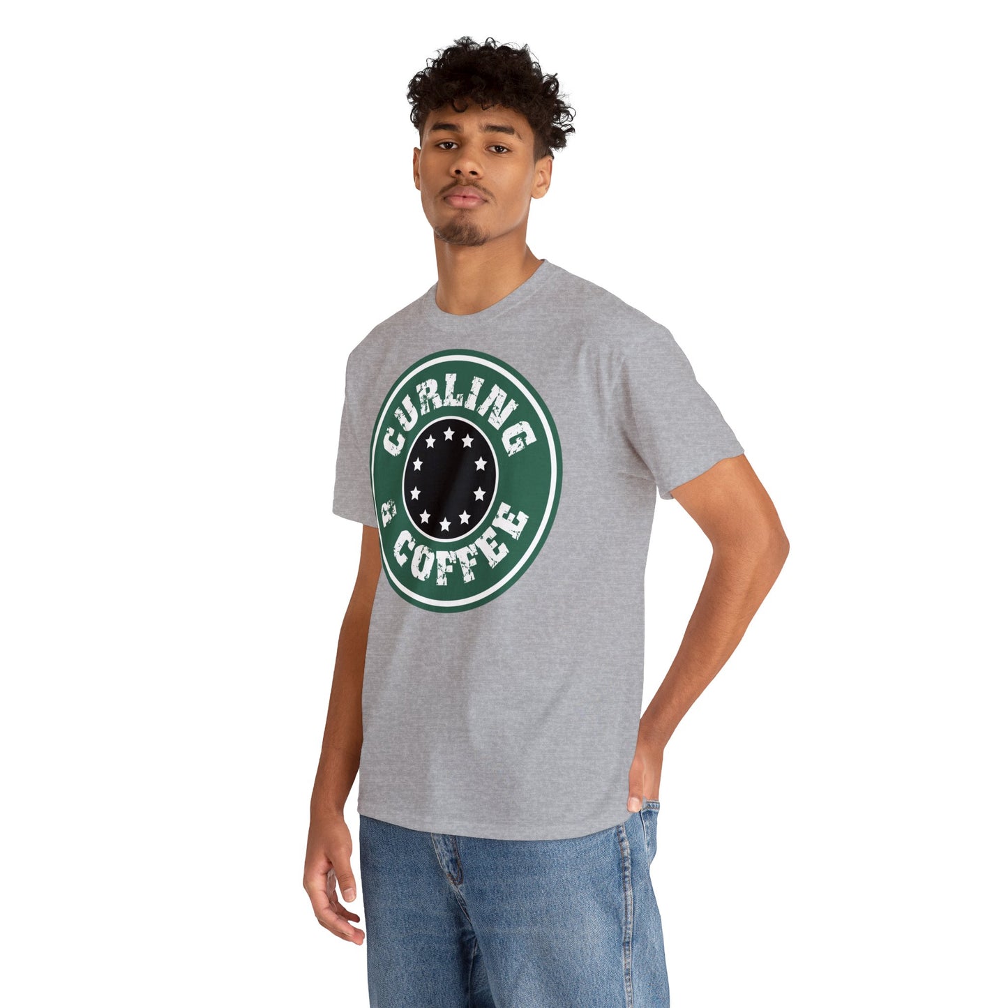 Curling & Coffee Design 2 Curling Unisex Heavy Cotton Tee