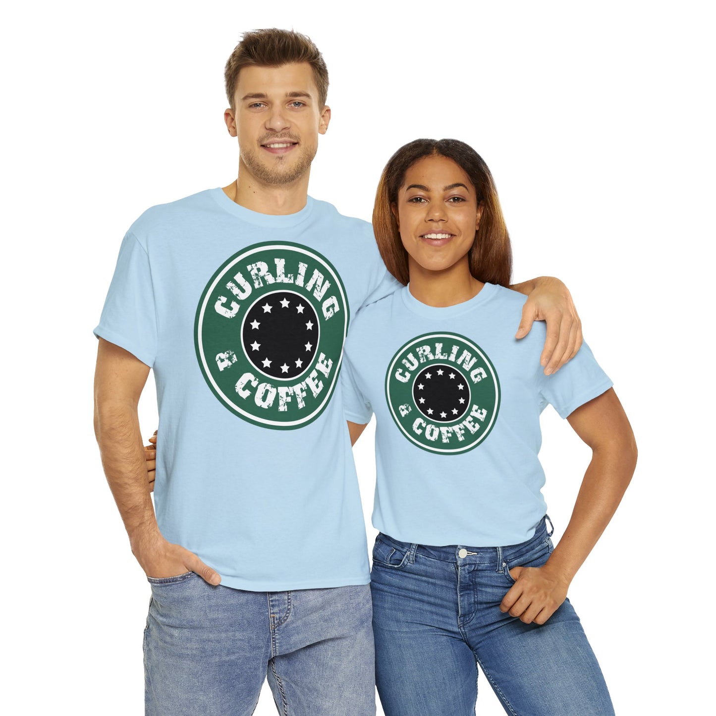 Curling & Coffee Design 2 Curling Unisex Heavy Cotton Tee