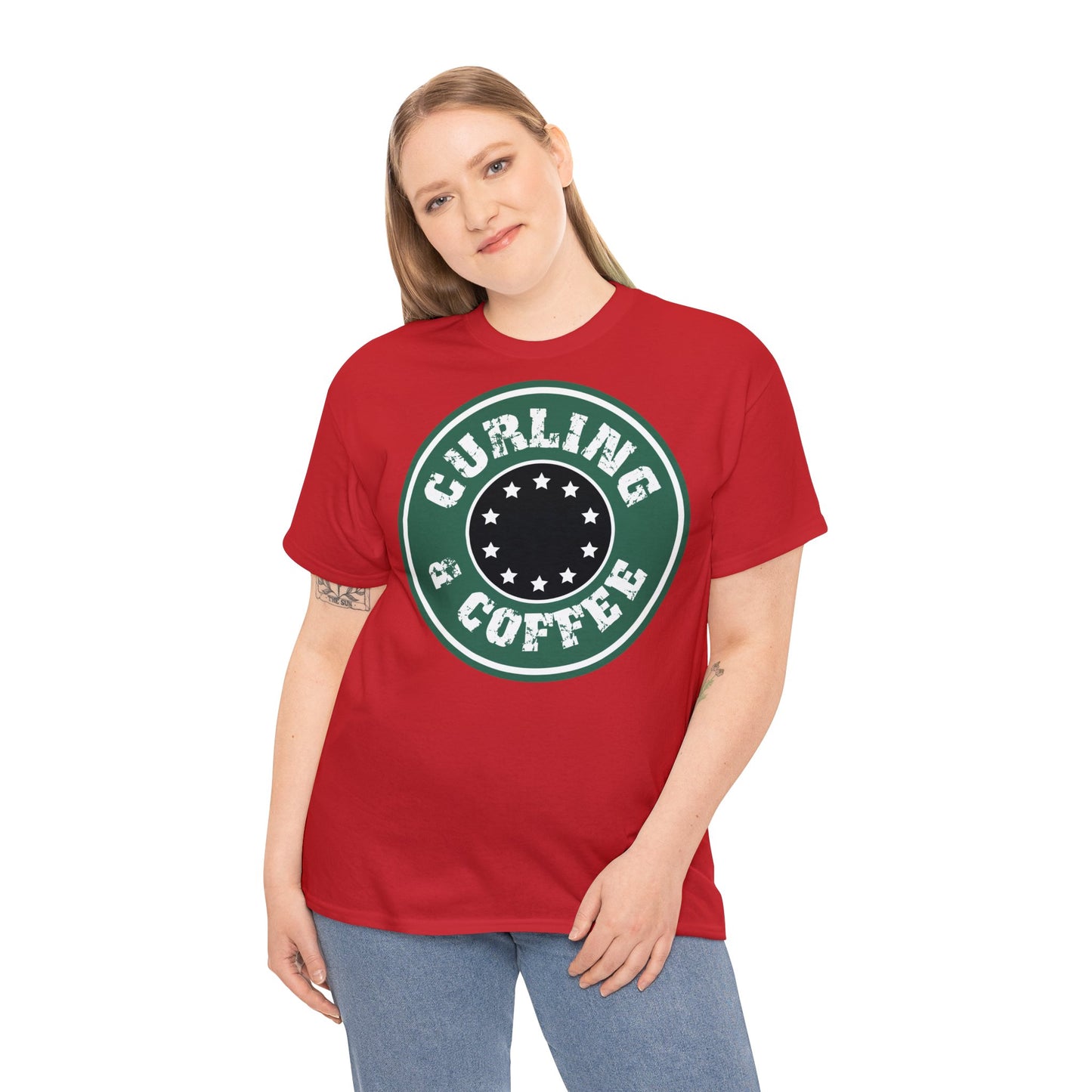 Curling & Coffee Design 2 Curling Unisex Heavy Cotton Tee