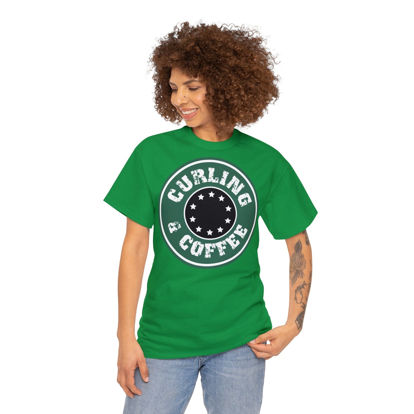 Curling & Coffee Design 2 Curling Unisex Heavy Cotton Tee